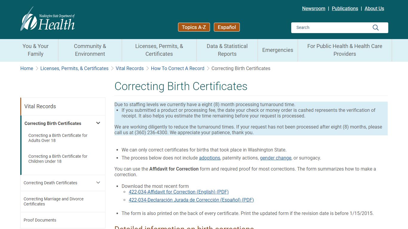 Correcting Birth Certificates - Washington State Department of Health